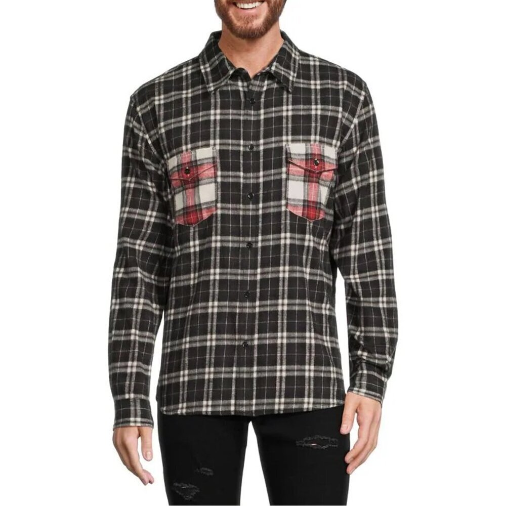 NWT New $245 The Kooples Plaid Flap Pocket Cotton Shirt Size XXL
